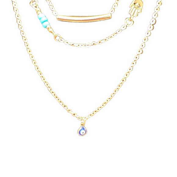 Layered evil Eye , Hamsa necklace. New - Picture 6 of 11